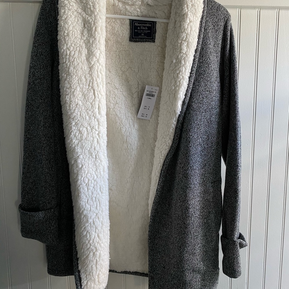 Abercrombie gray gray fluffy jacket